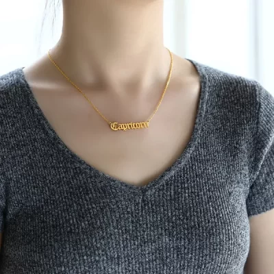 Capricorn Script Necklace