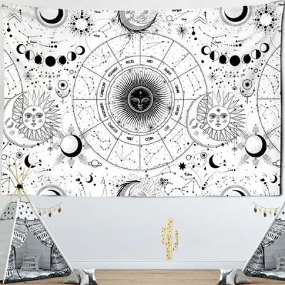 White Astrology Tapestry