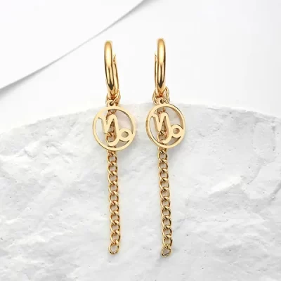 Gold Capricorn Earrings